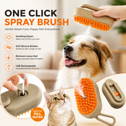 Pawmira™ SteamyGroom Brush – 3-in-1 Steam Pet Grooming Brush