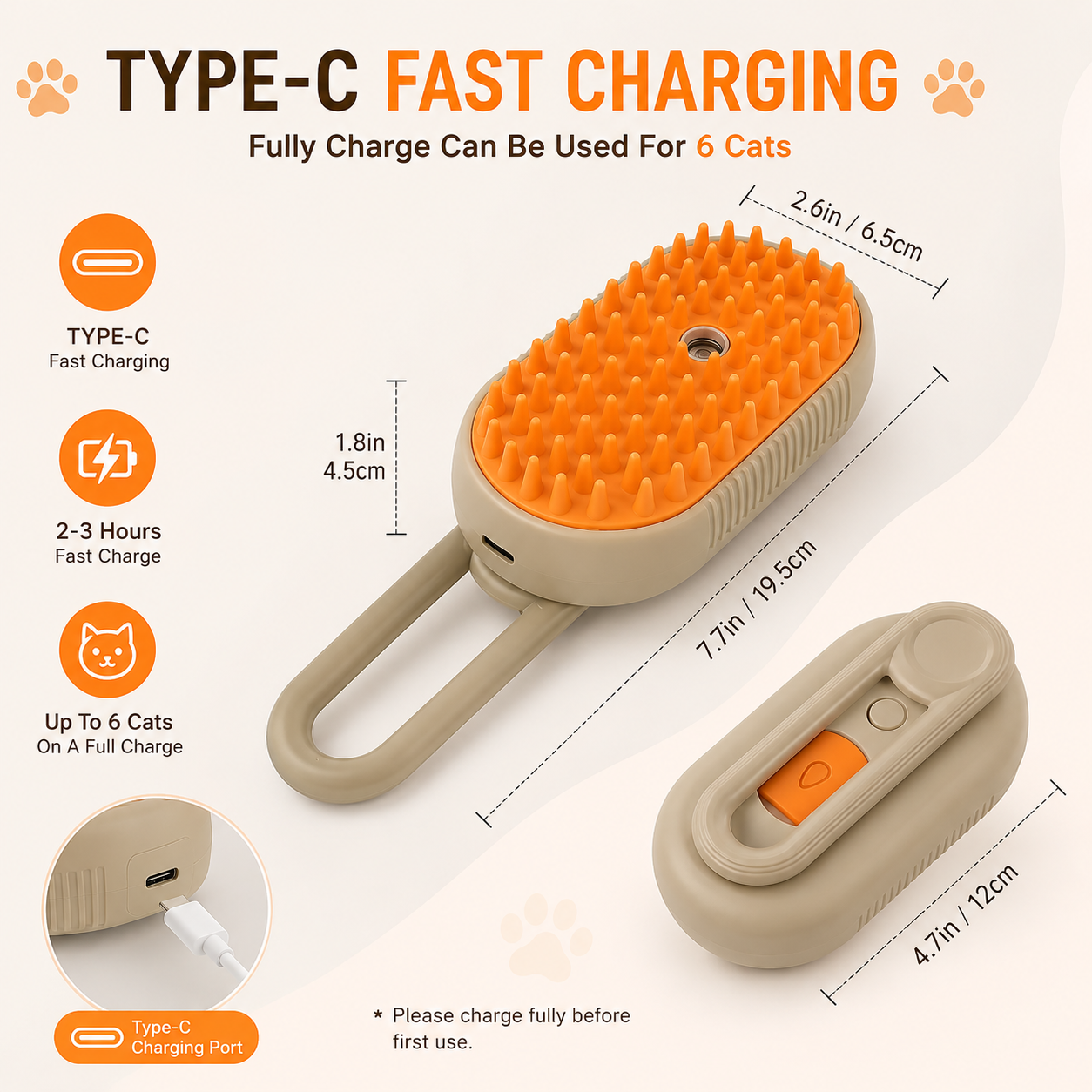Pawmira™ SteamyGroom Brush – 3-in-1 Steam Pet Grooming Brush