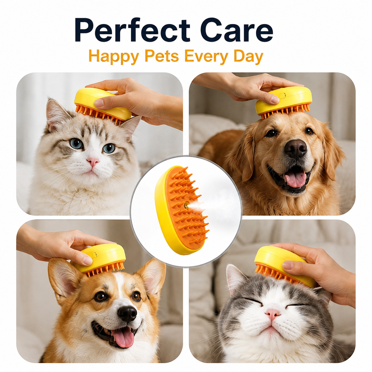 3-in-1 Pet Grooming Steam Brush